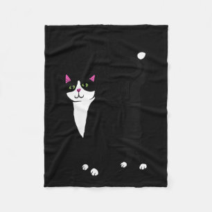 Womens Tuxedo Cat Mum Cute V-neck  Fleece Blanket