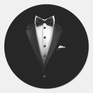 Womens Tuxedo Wedding Special Occasion Bow Tie V-n Classic Round Sticker