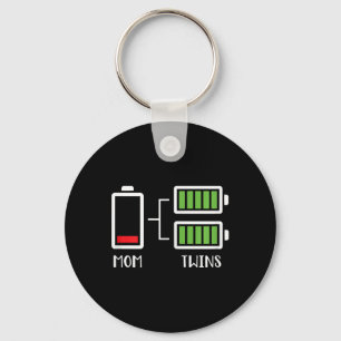 Womens Twin Mama Funny Tired Low Cute Mum Of Twins Key Ring