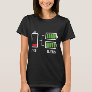 Womens Twin Mama Funny Tired Low Cute Mum Of Twins T-Shirt