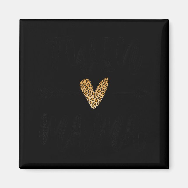 Womens Twin Mama Mothers Day Funny Leopard New Mom Magnet (Front)