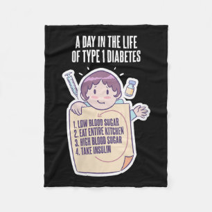 Womens Type 1 Diabetes Awareness Month Funny Diabe Fleece Blanket