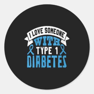 Womens Type 1 Diabetes Love Juvenile Diabetes Blue Classic Round Sticker