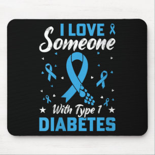 Womens Type 1 Diabetes Love Juvenile Diabetes Blue Mouse Pad