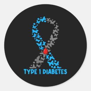 Womens Type 1 Diabetes V-neck Classic Round Sticker