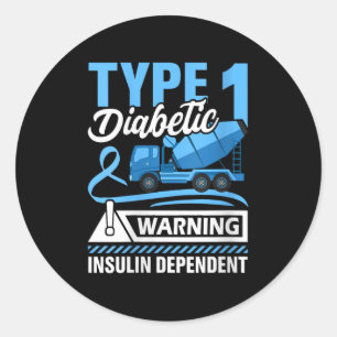 Womens Type 1 Diabetic Warning Insulin Dependent V Classic Round Sticker