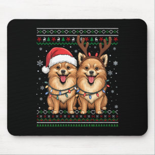 Womens Ugly Meranian Dog Xmas Santa Matching Chris Mouse Pad