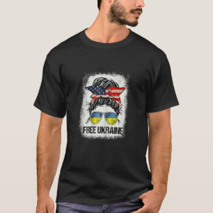 Womens Ukrainian American Flag Free Ukraine Messy T-Shirt