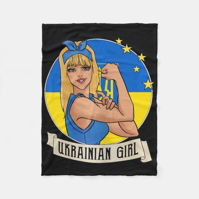 Womens Ukrainian Girl Ukraine Flag Merchandise Ukr Fleece Blanket (Front)