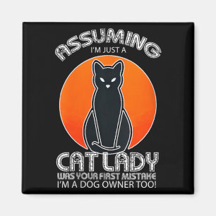 Womens Uming Cat Lady Halloween _ Dog And Black Magnet
