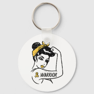 Womens Unbreakable Warrior Childhood Cancer Ribbon Key Ring
