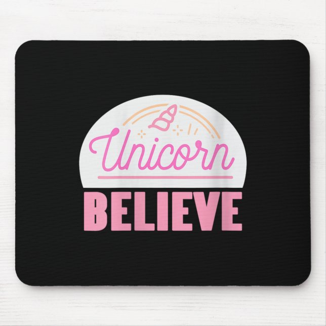 Womens Unicorn Believe Sitive Magic Fantasy Rainbo Mouse Pad (Front)