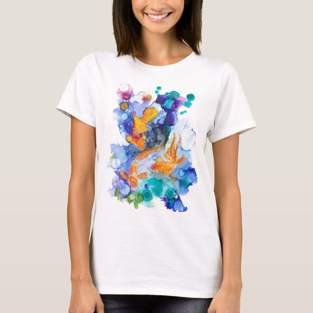 Women's Unique Koi Carp Print T-shirt (Front)