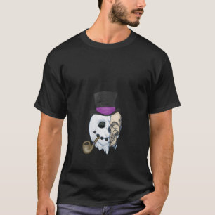 Womens Unorthodox Snowman Skull Christmas V Neck  T-Shirt