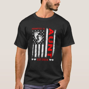 Womens US American Flag Promoted To Aunt 2024 Moth T-Shirt
