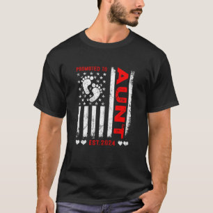 Womens US American Flag Promoted To Aunt 2024 Moth T-Shirt