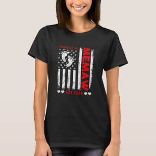 Womens US American Flag Promoted To Memaw 2024 Mot T-Shirt