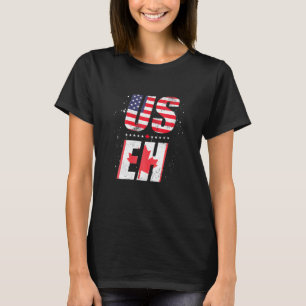 Womens Us Flag Maple Leaf Patriotic Canadian Ameri T-Shirt