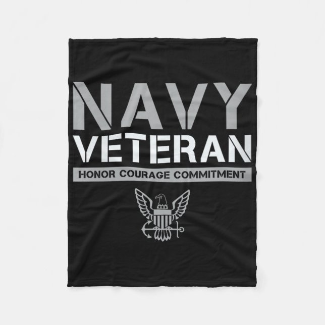 Womens Us Navy - Veteran Honour Courage Commitment Fleece Blanket (Front)