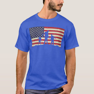 Womens USA American Flag Distressed Halloween Zomb T-Shirt