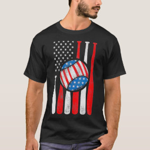 Womens USA Flag American Flag Baseball Patriotic 4 T-Shirt