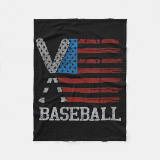 Womens Usa Flag Baseball Crossed Bats Baseball Pla Fleece Blanket