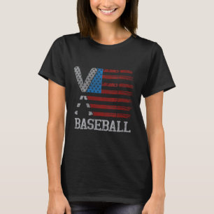 Womens Usa Flag Baseball Crossed Bats Baseball Pla T-Shirt