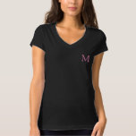 Women's V-Neck T-Shirt Elegant Monogram Black<br><div class="desc">Modern Elegant Monogram Template Women's V-Neck Black T-Shirt.</div>