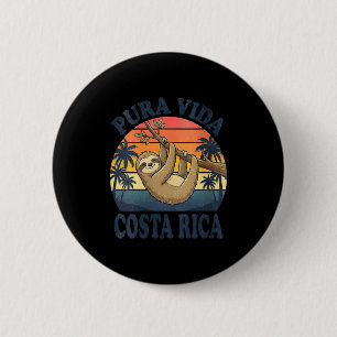 Women's vacation tropical pura vida sloth costa 6 cm round badge