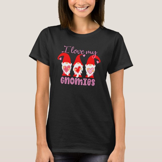 Womens Valentine Gnomes I Love My Gnomies Family M T-Shirt (Front)