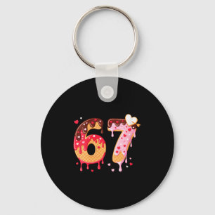 Womens Valentine’s Day 67 Meme Filled With Hearts Key Ring