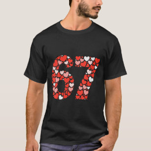 Womens Valentine’s Day 67 Meme Filled With Hearts T-Shirt