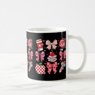 Womens Valentine Teacher Coquette Bow Teacher Vale Coffee Mug