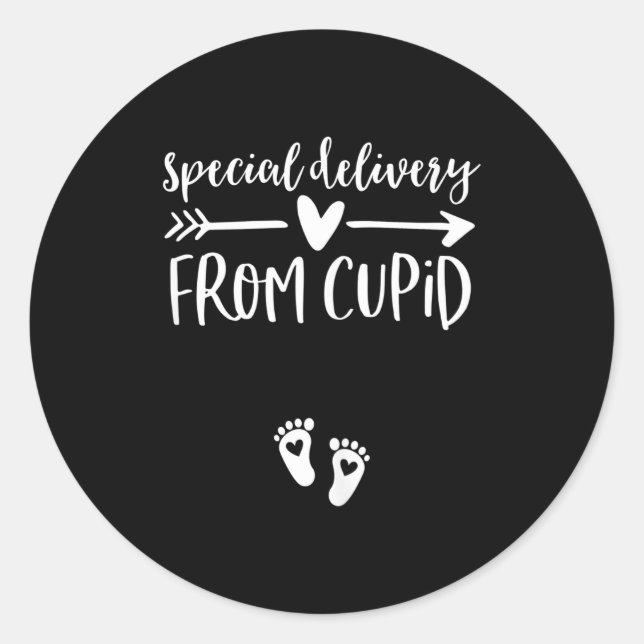 Womens Valentines Day Couples Pregnancy Announceme Classic Round Sticker (Front)