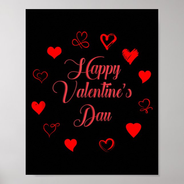 Womens Valentine's Day Love Heart Printed Casual G Poster (Front)