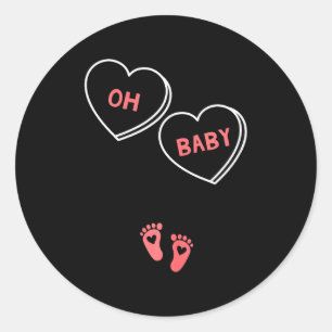 Womens Valentines Day Pregnancy Announcement Shirt Classic Round Sticker