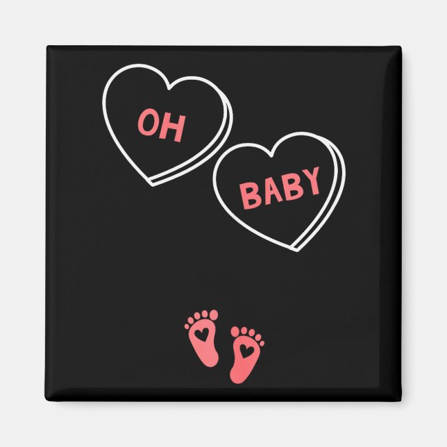 Womens Valentines Day Pregnancy Announcement Shirt Magnet (Front)