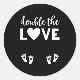 Womens Valentines Day Twin Pregnancy Announcemen V Classic Round Sticker