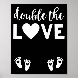 Womens Valentines Day Twin Pregnancy Announcemen V Poster