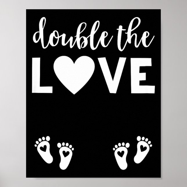 Womens Valentines Day Twin Pregnancy Announcemen V Poster (Front)
