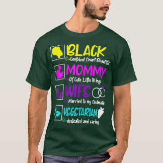 Womens Vegetarian Mothers Day Cute Vegan Black Mum T-Shirt