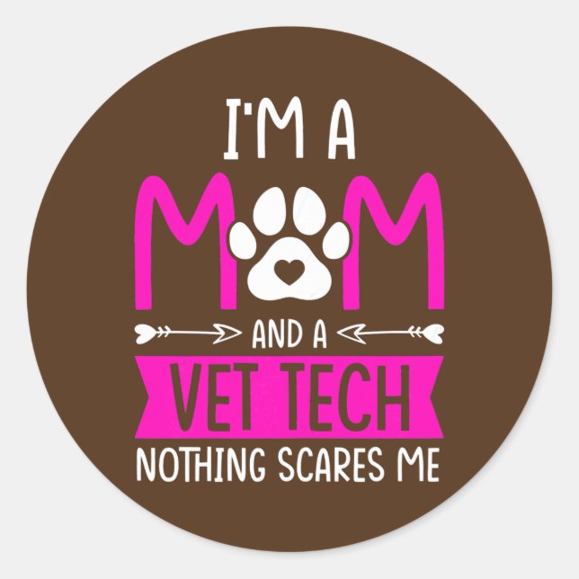 Womens Vet Tech Mum Veterinarian Vet Tech  Classic Round Sticker (Front)