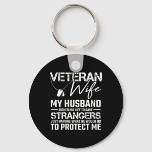 Womens Veteran Wife Army Husband Soldier Saying Co Key Ring