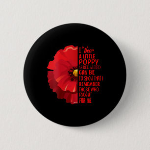 Womens Veterans Day Lest We Forget Red Poppy Flowe 6 Cm Round Badge