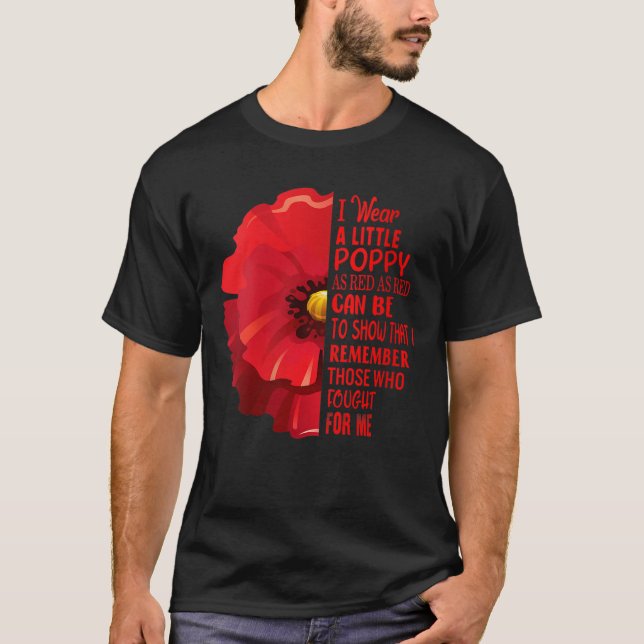Womens Veterans Day Lest We Forget Red Poppy Flowe T-Shirt (Front)