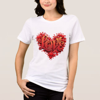 Women's Vibrant 'LOVE' with Colourful Hearts T-Shi Tri-Blend Shirt
