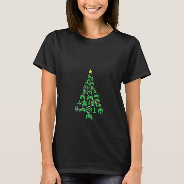 Womens Video Game Controller Christmas Tree For Ga T-Shirt (Front)