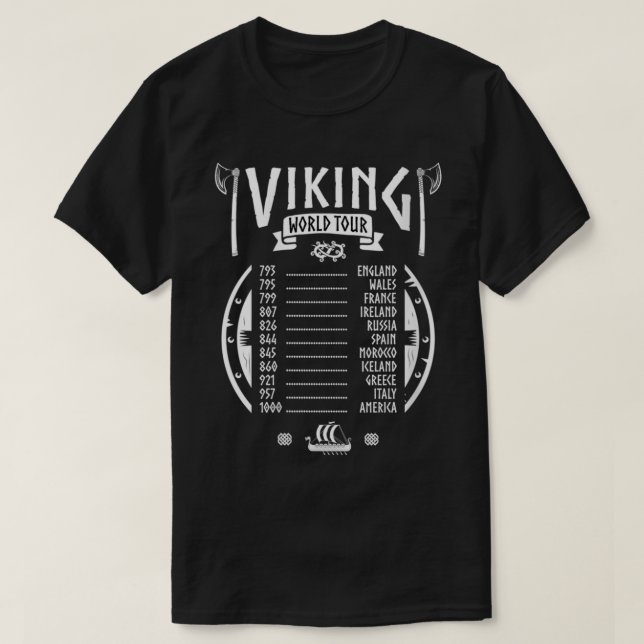 Womens Viking World Tour Dates  Odin & Norse Vikin T-Shirt (Design Front)