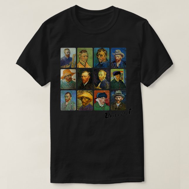 Womens Vincent Van Gogh Self Portraits VNeck  T-Shirt (Design Front)