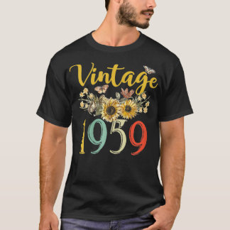 Womens Vintage 1959 Sunflower 63rd Birthday Awesom T-Shirt